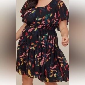 Torrid Mini Chiffon Ruffle Hem Skater Dress size 5 EUC